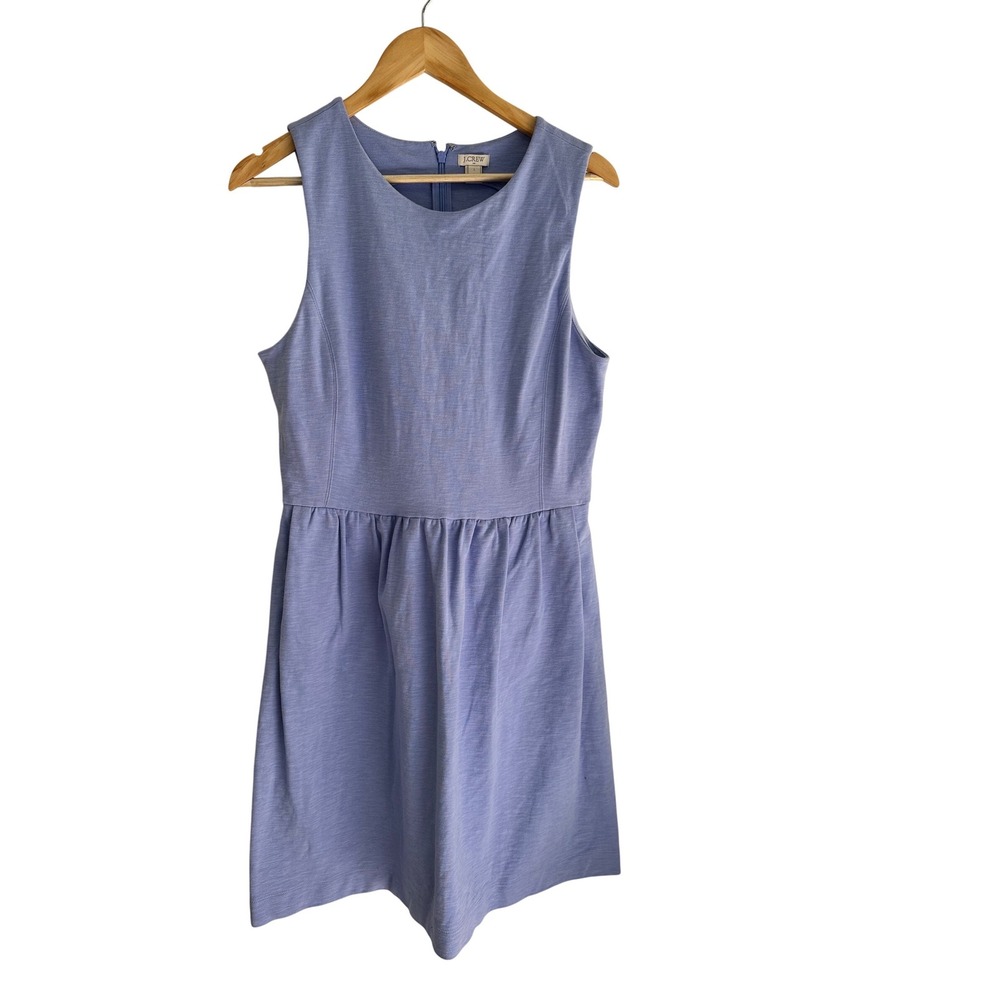 J.Crew Periwinkle Blue Daybreak Sleeveless Dress Size Large Cotton Preppy Casual